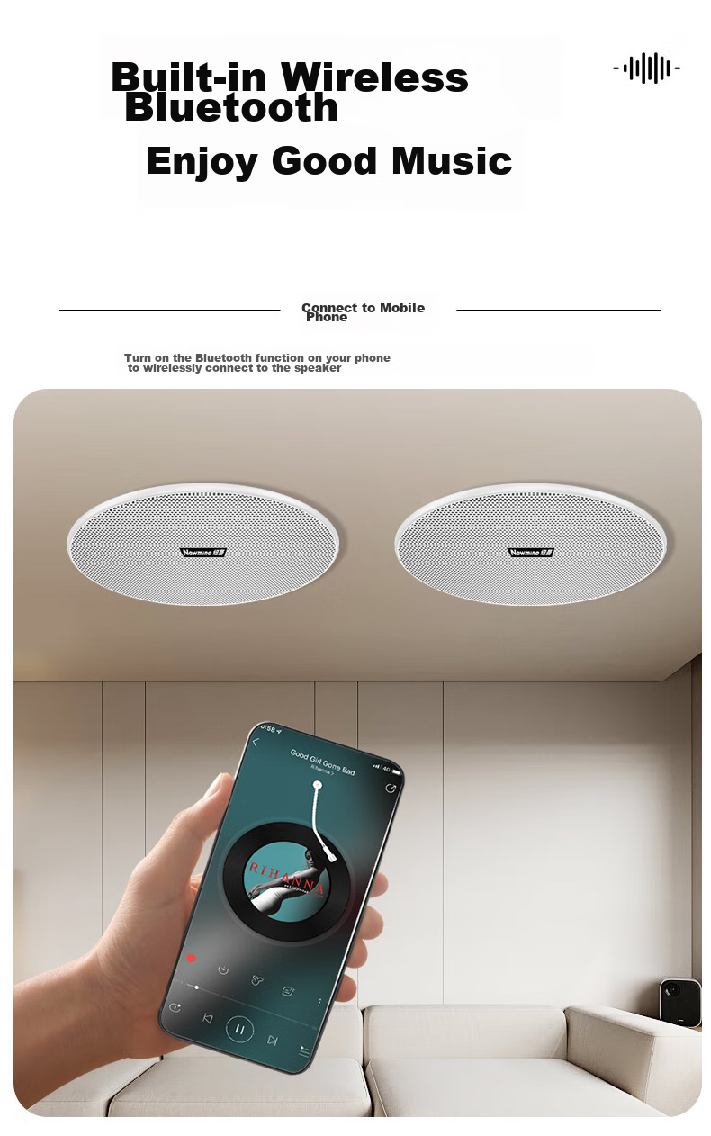 Комплект потолочных акустических систем Newmine K-908A, беспроводной Bluetooth, встроенный усилитель, 2 шт.
