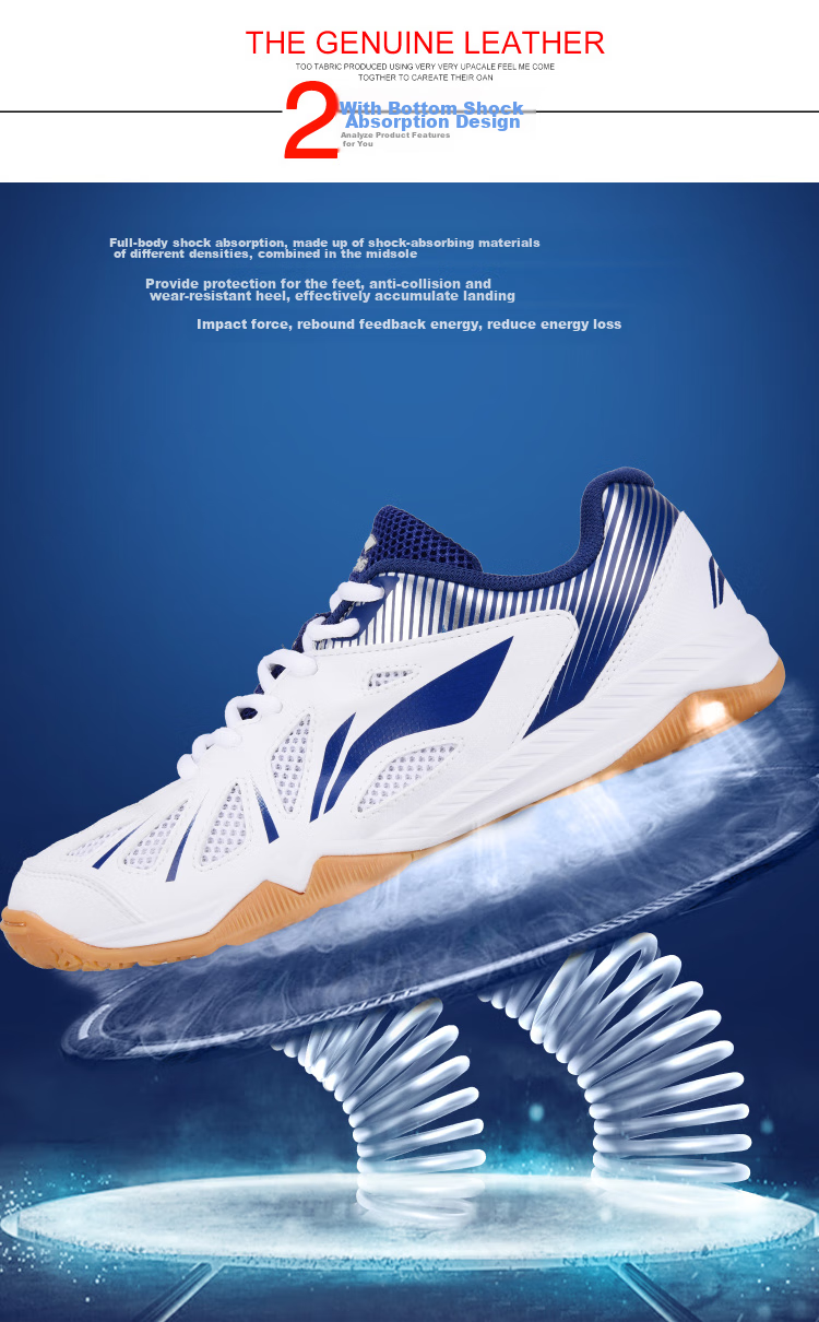 Кроссовки для настольного тенниса Li-Ning APTT017-12/APTT018-12, унисекс, дышащие, нескользящие, для тренировок, белые с синим, размер 40