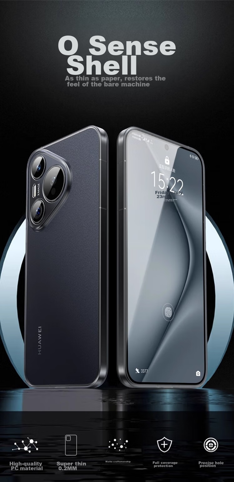 DIVI Чехол для Huawei Pura70 Pro, ультратонкий, матовый, полупрозрачный, черный