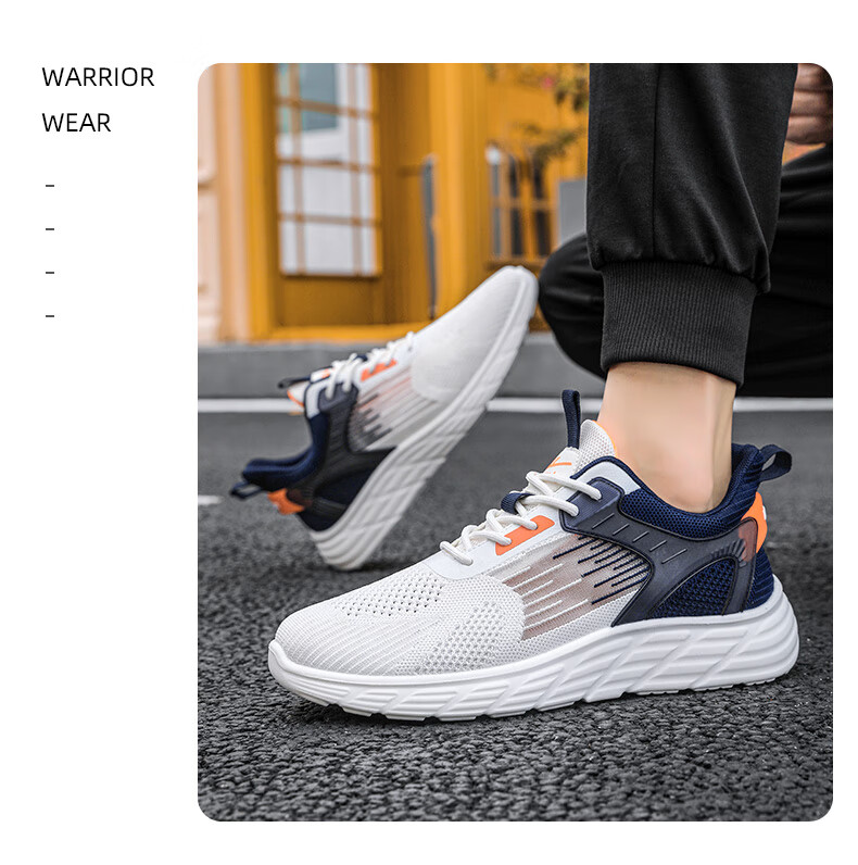 Warrior Кроссовки мужские для бега, дышащие, спортивные, летние, из сетки, черные с серым, размер 41