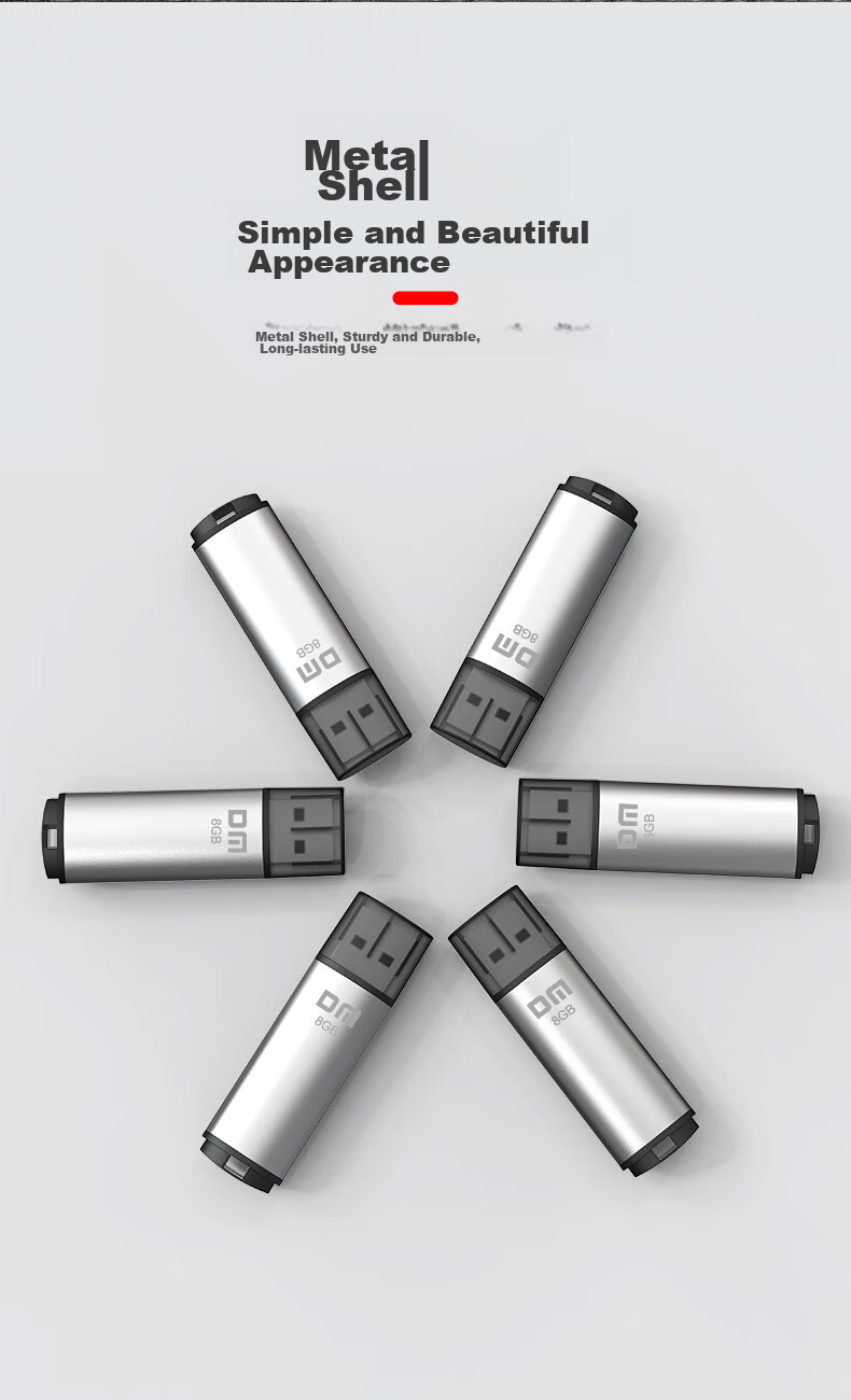 USB-флеш-накопитель DM Daimai 8GB USB 2.0, PD204 Серебристый, маленький USB-накопитель для тендеров, компьютеров, автомобилей.