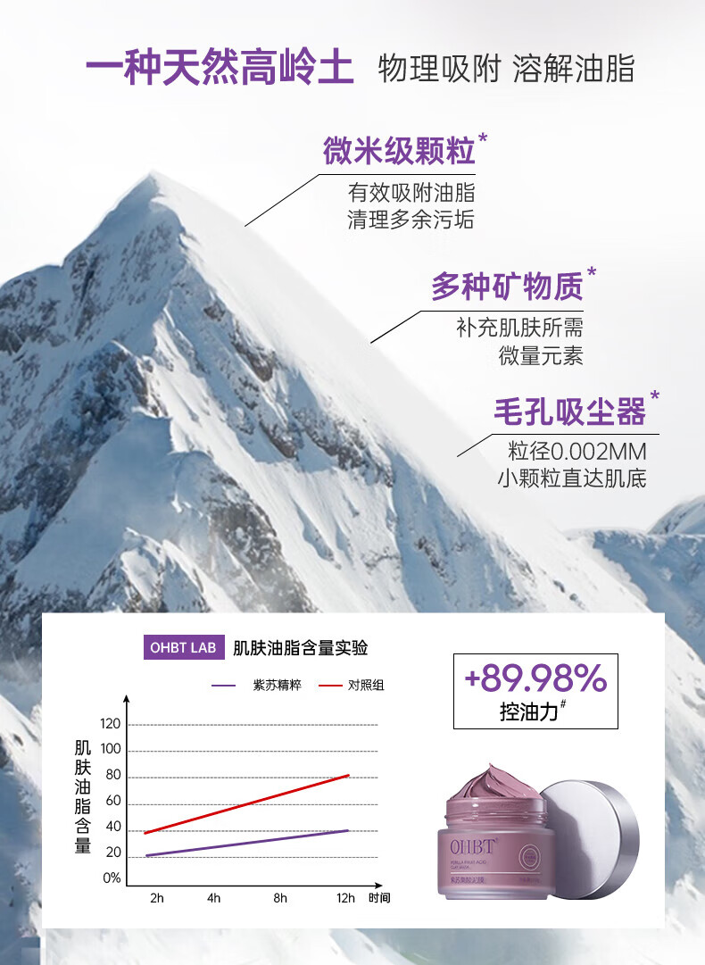 OHBT澳白泥膜150g 清洁收缩毛孔去粉刺闭口改善黑头补水修护涂抹面膜