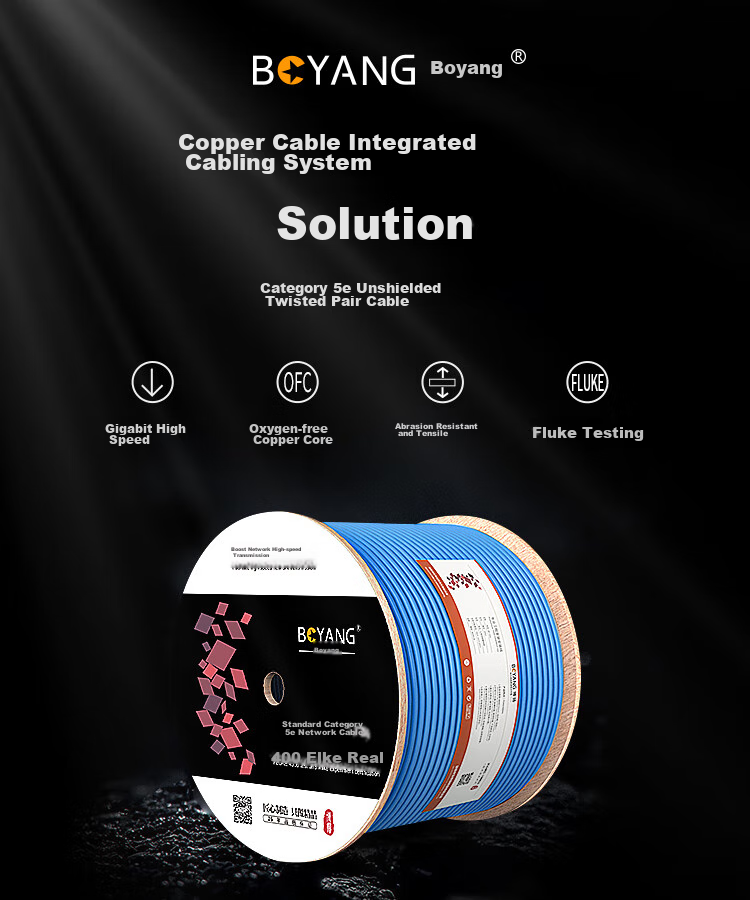 Кабель витая пара BOYANG BY-5305B, неэкранированный, CAT5e, 305 м, синий