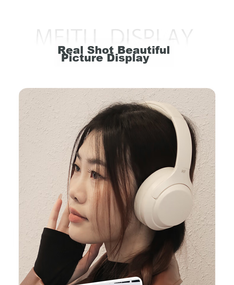 Беспроводные накладные наушники iKF T1 Pro с пространственным звуком, Hi-Fi аудио, Bluetooth 5.4, шумоподавление, белый