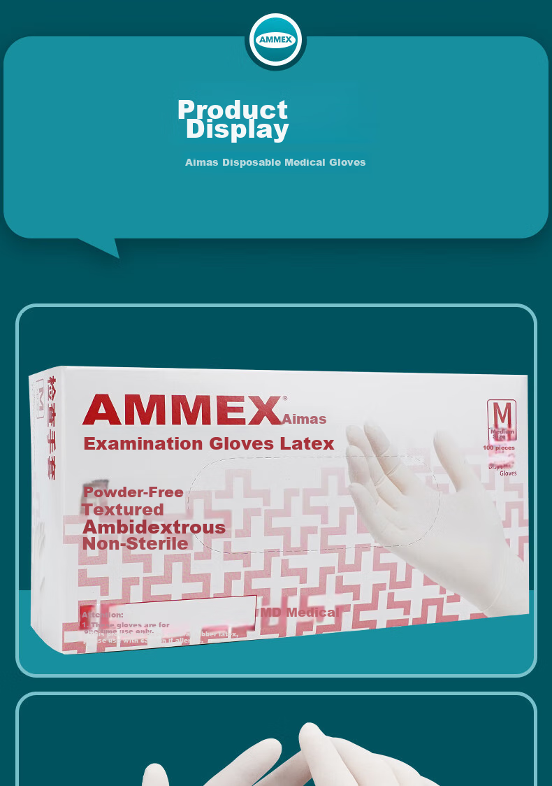 Одноразовые латексные перчатки AMMEX, 100 шт., размер L, для бытового использования, мытья посуды, уборки дома и ухода за зубами