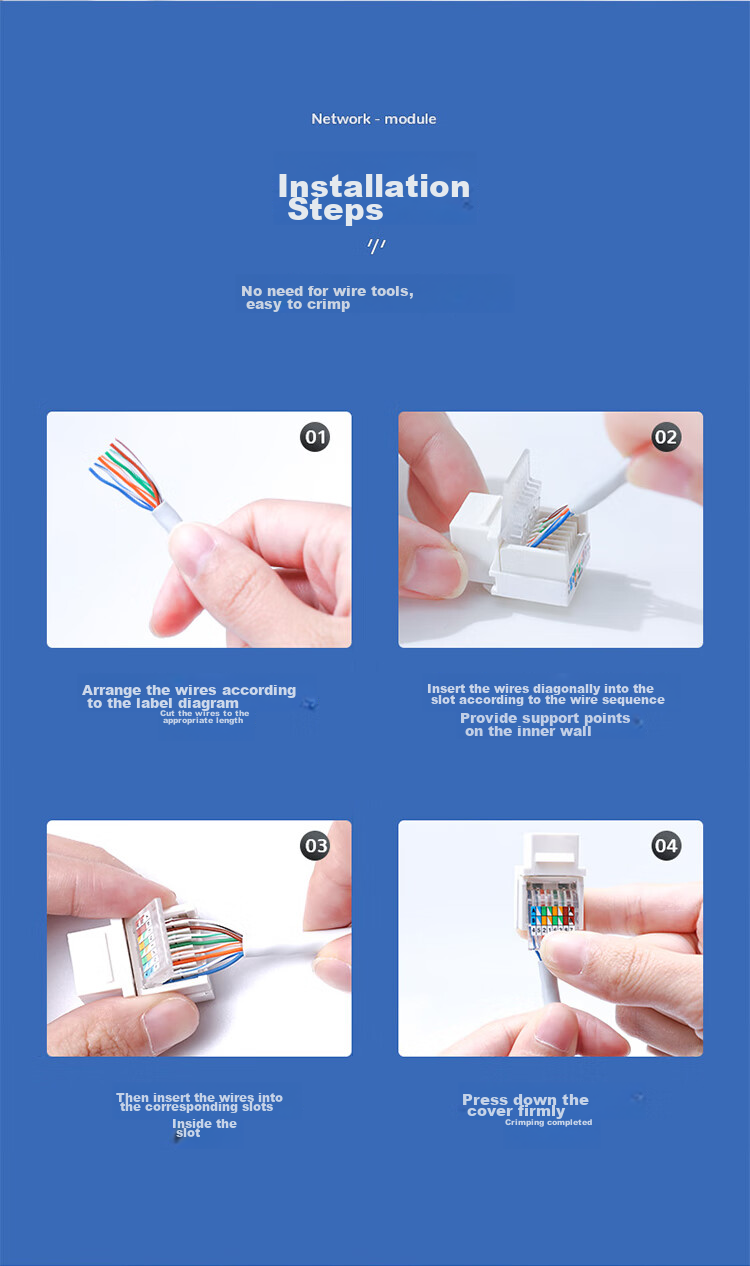 Модуль сети SAMZHE Cat5e, безвинтовой, RJ45, гнездо, прямой, MKC51
