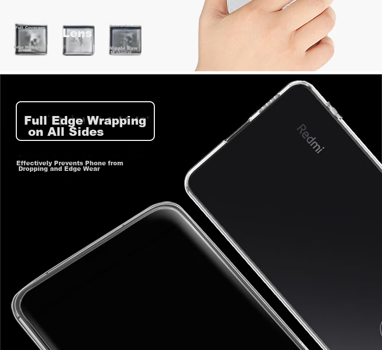 ESCASE Прозрачный ультратонкий чехол для Redmi Note 13 / Note 13 Pro, противоударный, анти-отпечатки, мягкий, простой стиль