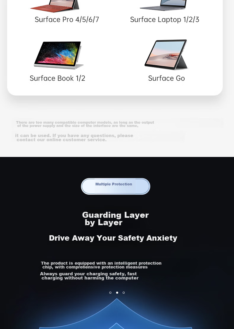 Зарядное устройство Mryc для ноутбука Microsoft Surface, 65 Вт, 15 В 4 А, с USB-портом, совместимо с Surface Pro 5/6/7/8/X/Go, Laptop 3/4, Book Power Adapter