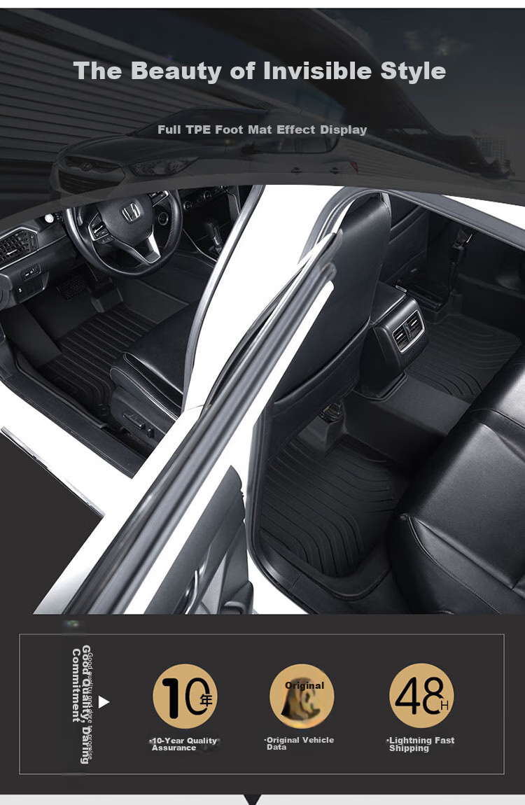 Коврики для Honda Accord 10 поколение 2018-2022, комплект 5 шт., BOLISH, TPE, черные