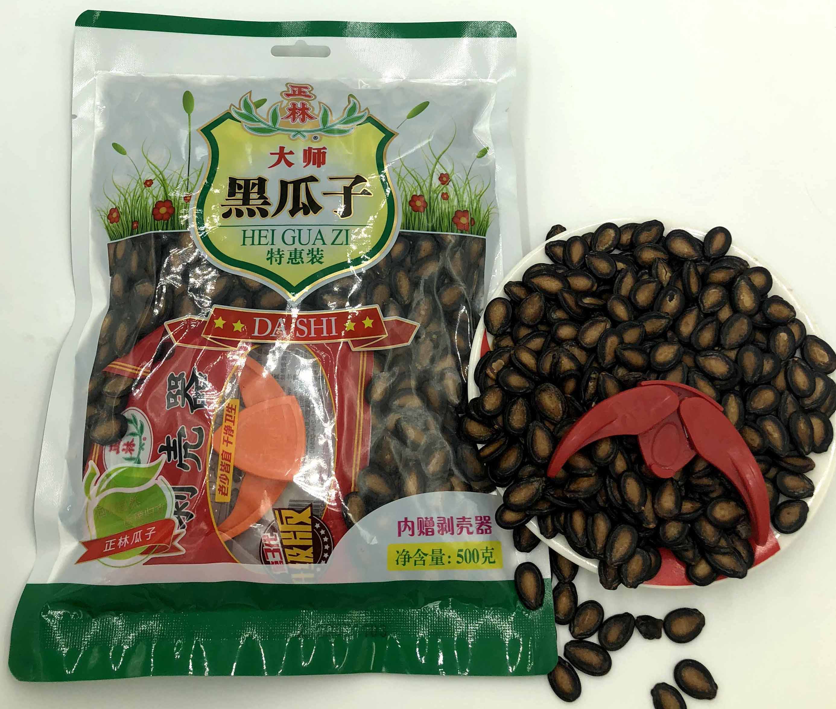 正林 休闲零食 坚果炒货 大师黑瓜子特惠装500g/袋 (赠壳剥器)