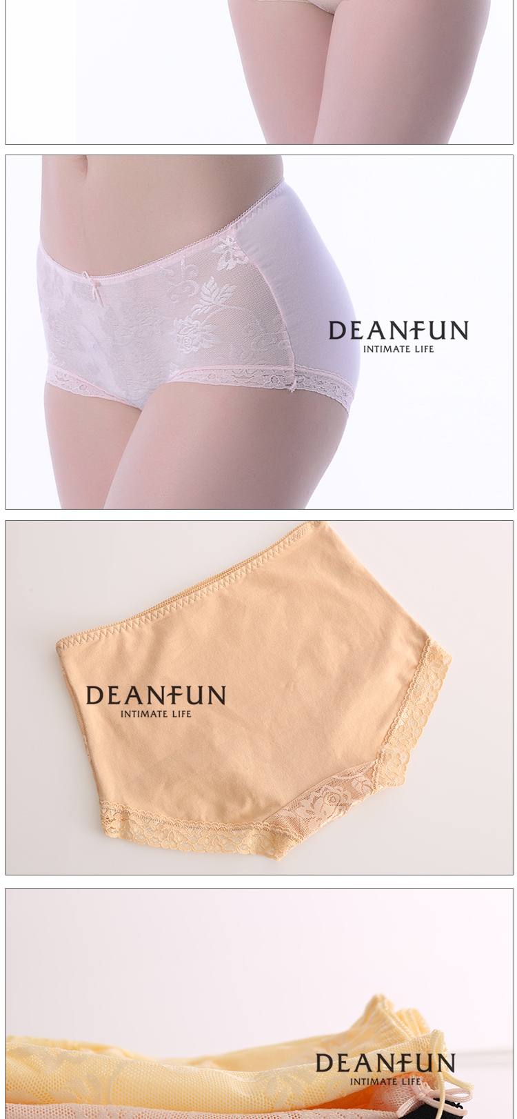 Женские трусы Deanfun, кружевные, с завышенной талией, бесшовные, из сетчатого хлопка, однотонные, 2 шт., размер L