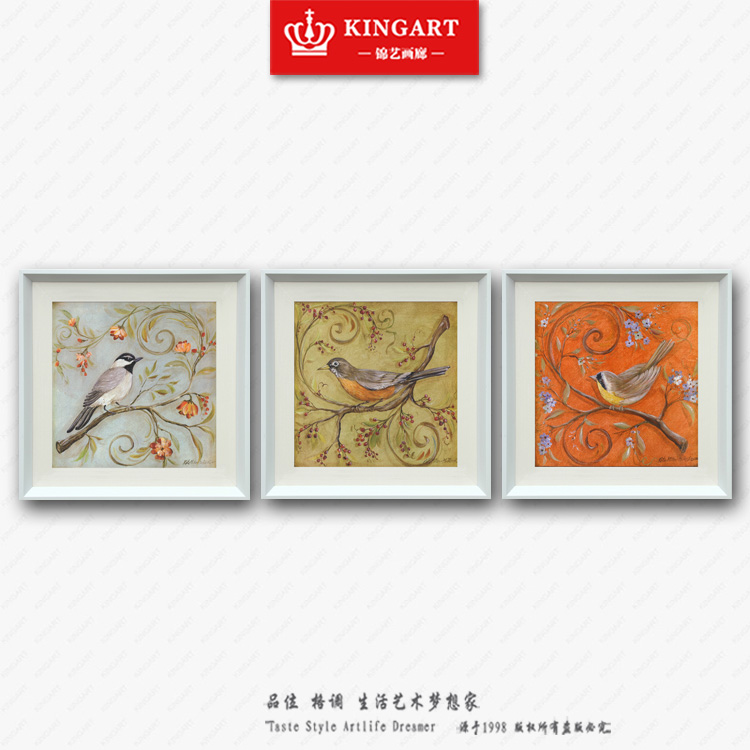 锦艺 简欧油画装饰画 走廊壁画电视背景墙挂画 三联多联套画有框画S59金色年华花卉 D款白色卡纸单联价格 50*50
