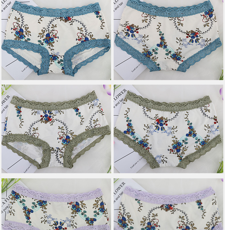 Женские трусы Deanfun, модель "Boyshorts" с кружевной отделкой, бесшовные, из модала, средняя посадка, размер L (46-48), 4 шт. в подарочной упаковке