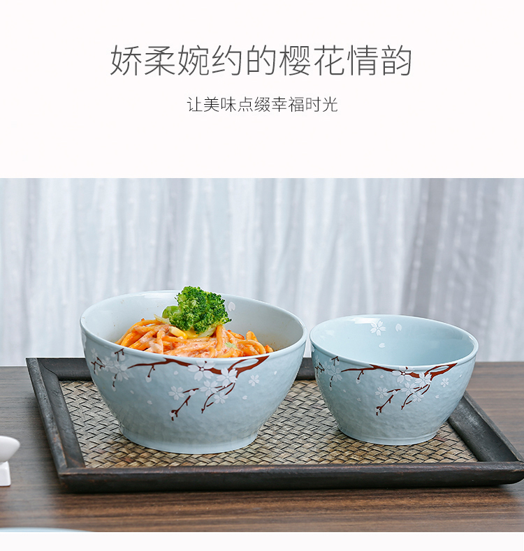 佳佰 盘子樱花语系列4.5英寸露珠韩尚陶瓷碗套装6件套（蓝）-京东