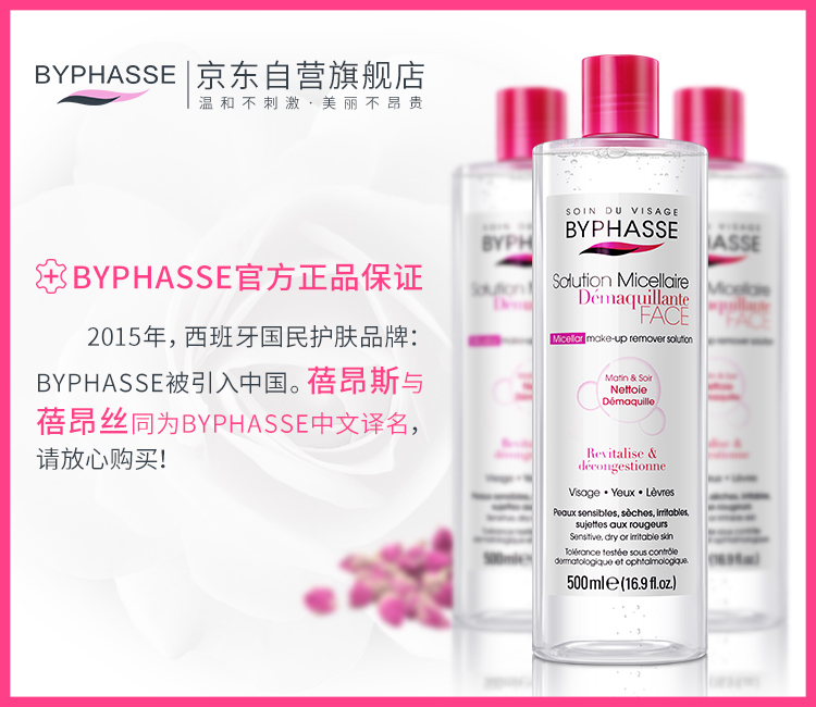 蓓昂斯（BYPHASSE）防水卸妆湿巾25张蓓昂丝深层脸部清洁温和免洗懒人芦荟西班牙进口