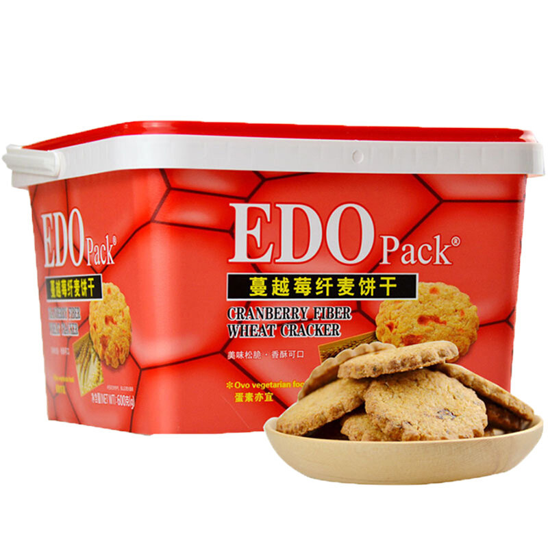 EDO pack 饼干蛋糕 零食早餐 纤麦消化饼干 蔓越莓味...-京东