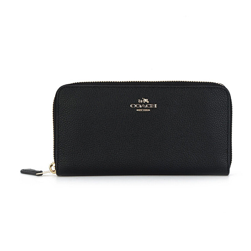 COACH 蔻驰 奢侈品 女士黑色皮质长款钱包 58059 LIBLK-京东