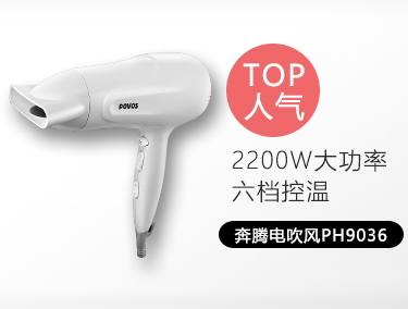 TOP人气2200W大功率六档控温奔腾电吹风PH9036-推好价 | 品质生活 精选好价