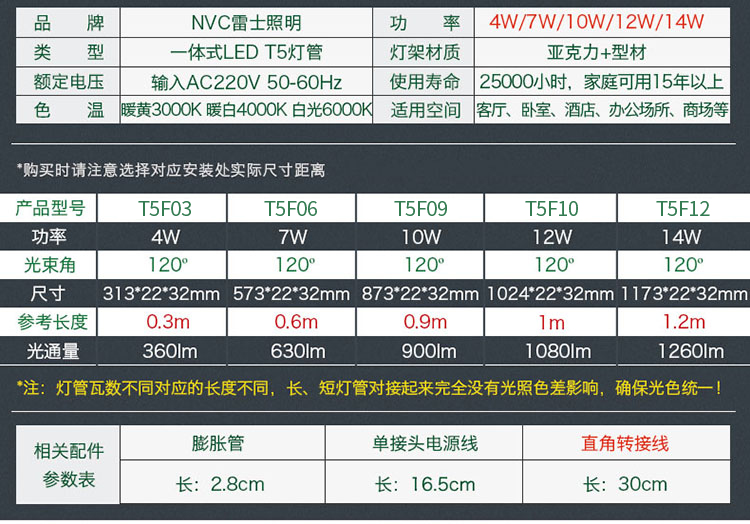 雷士（NVC）雷士照明1.0米LED灯管T5无影灯管一体化T...-京东