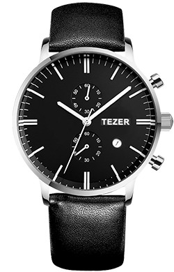 天时(tezer)手表男士石英表运动男表皮带多功能100米防水 t-5007黑面