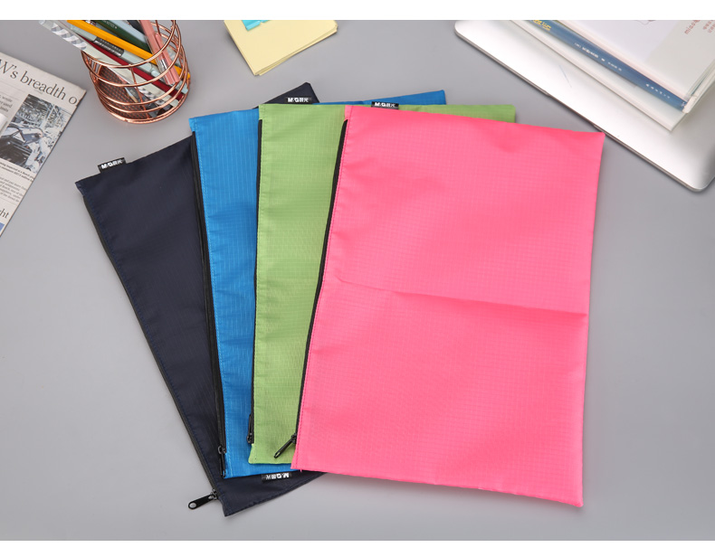 晨光(M&G)文具A4防水单层拉链袋 办公布面文件袋资料袋 睿智系列资料整理收纳袋 4个装(4色混装)ADMN4172