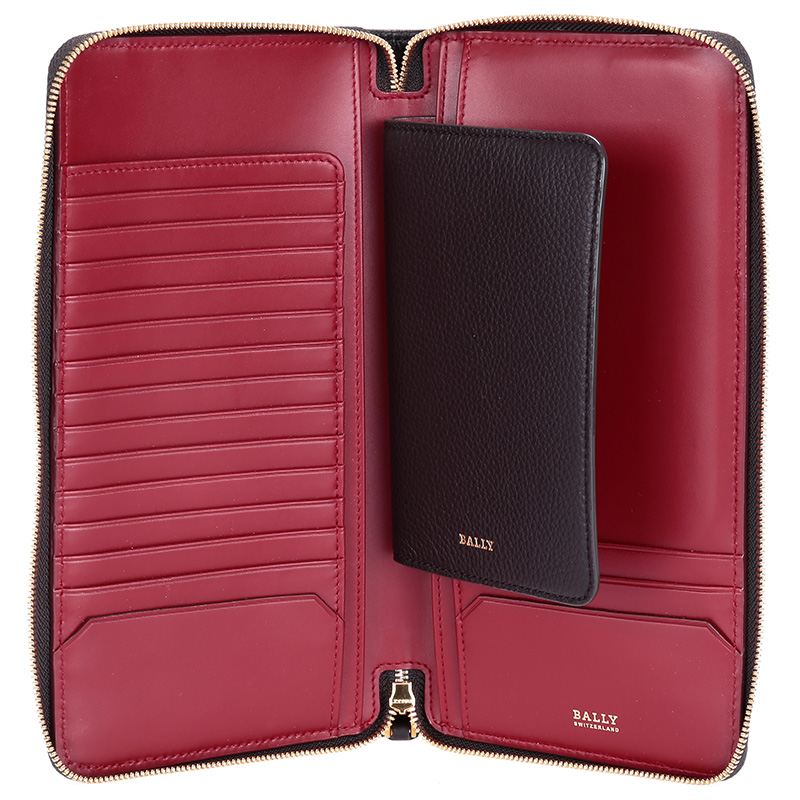 bally 巴利 女士巧克力色红白条纹皮质手拿包 clifford stripes 2