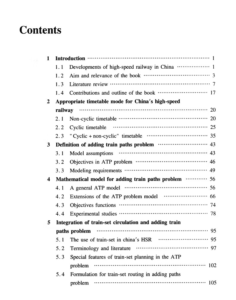Table of contents: Theory and Approaches of Inserting Addtional Train Paths into Cyclic Timetable (ISBN:9787114173769)