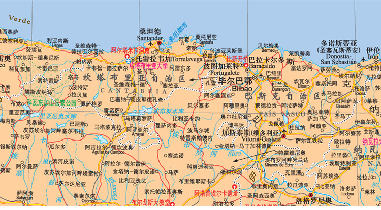 世界热点国家地图--西班牙 葡萄牙地图挂图 折