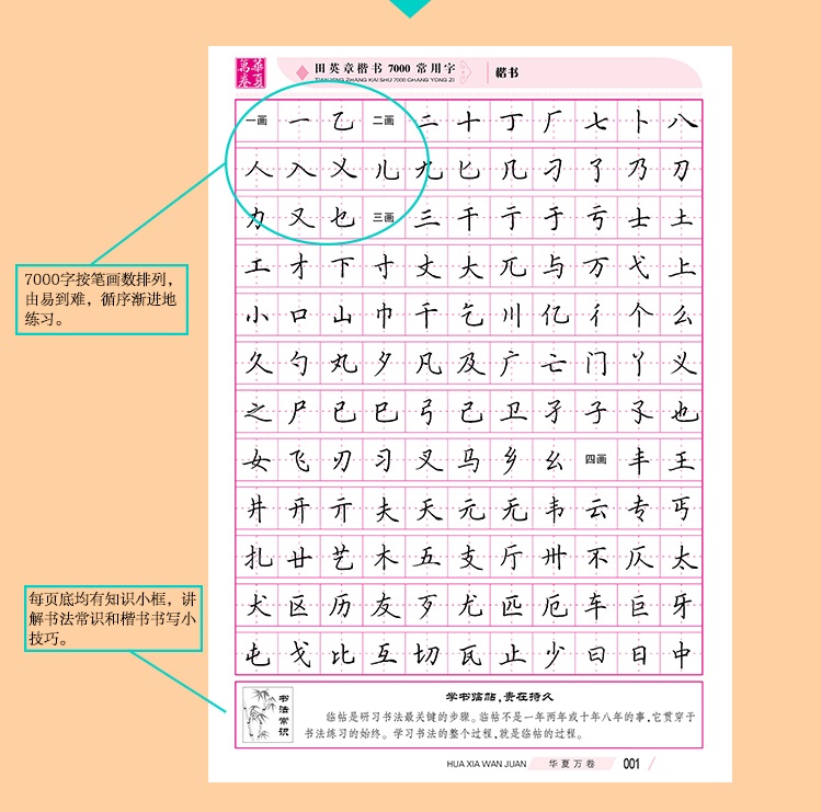 华夏万卷 田英章硬笔书法楷书入门字帖:笔画 间架 实战 7000字 道德经