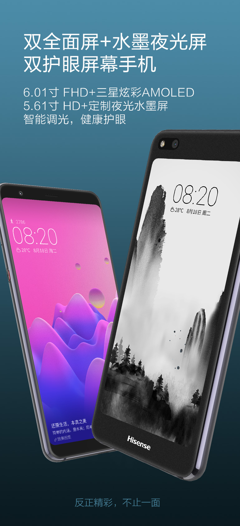 海信a6 双屏手机 6.01 5.61前光水墨屏 京东众筹