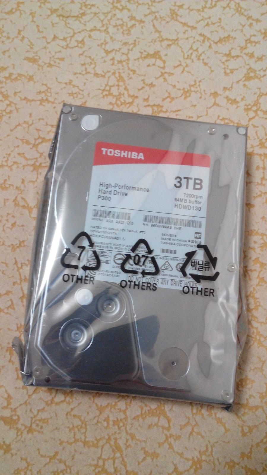 【周四晒单】东芝p300系列3tb 7200转64m sata3台式机硬盘