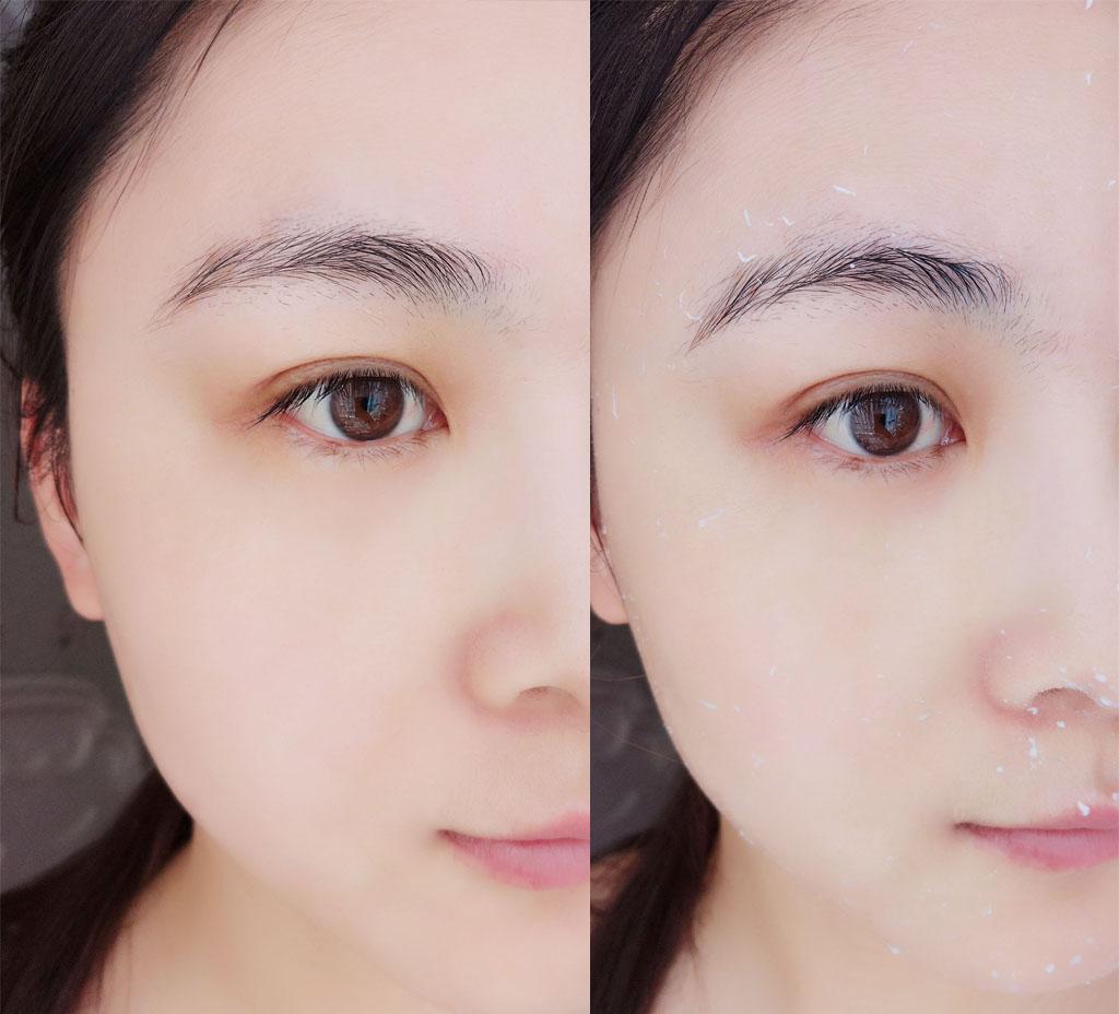 轻轻在肌肤上打圈,一会就能揉搓出絮状物,去角质效果立竿见影