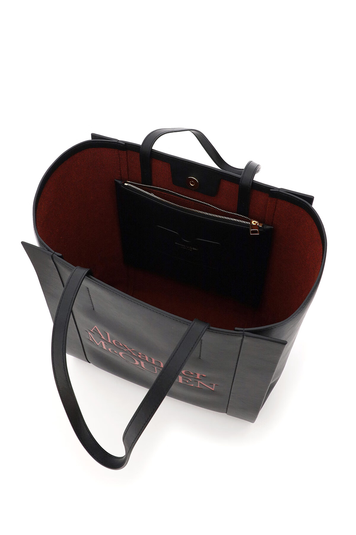 亚历山大麦昆(alexander mcqueen)女包signature黑色牛皮徽标手提包