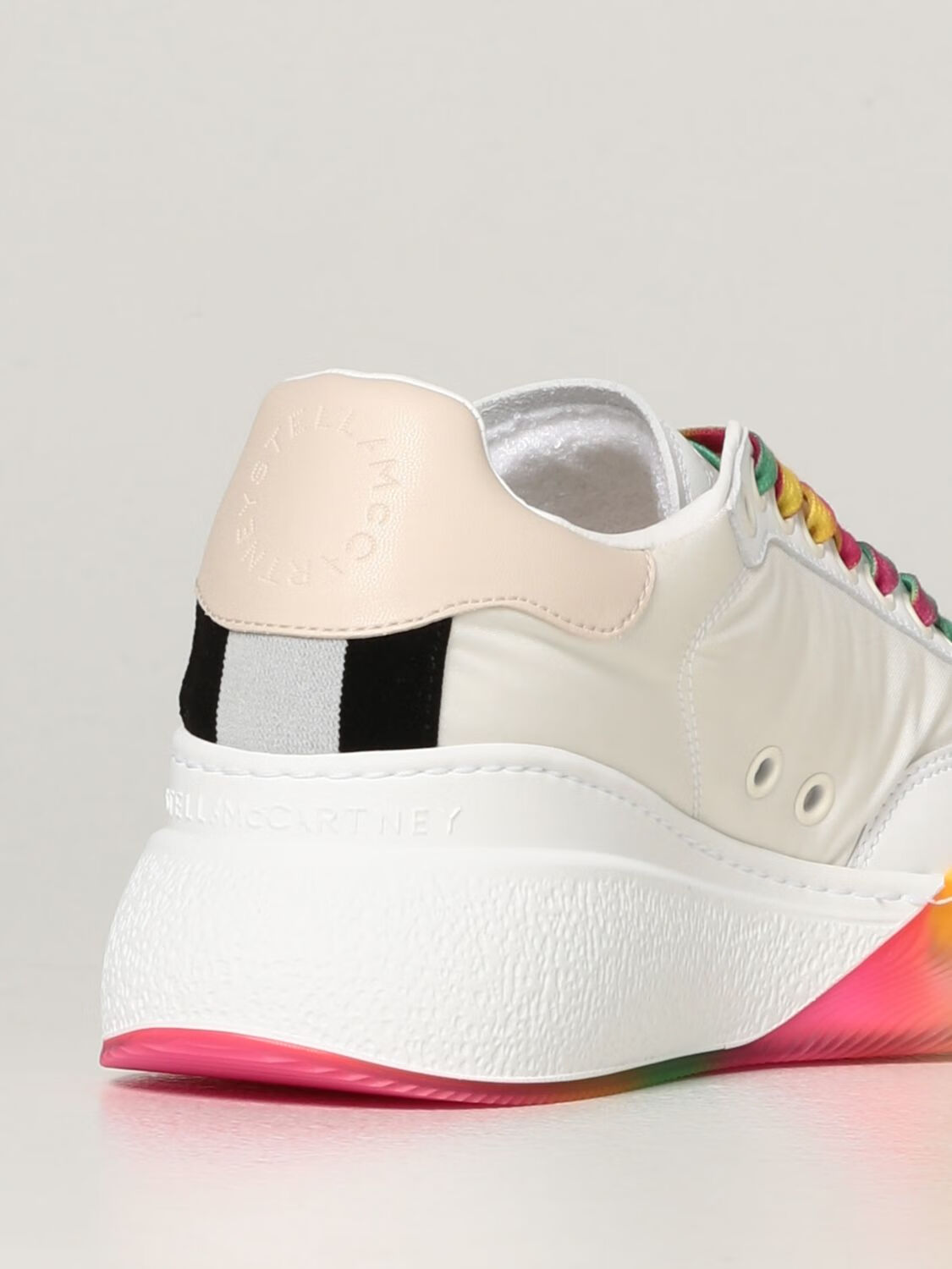 麦卡特尼(stella mccartney)新款女鞋女士白色拼接款彩色系带运动鞋