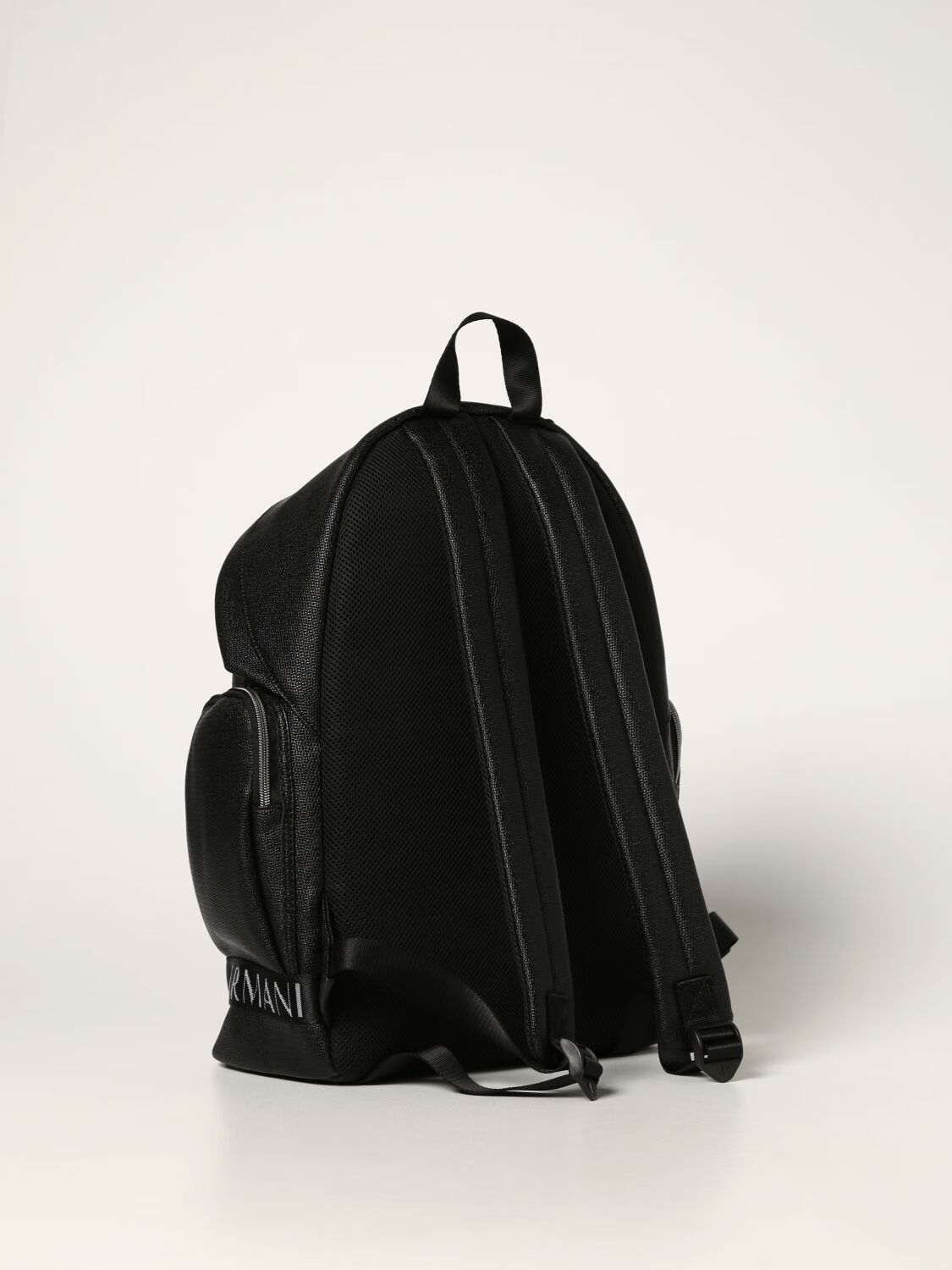 阿玛尼armaniax男包黑色pvc拼接徽标logo双肩包背包书包黑色均码