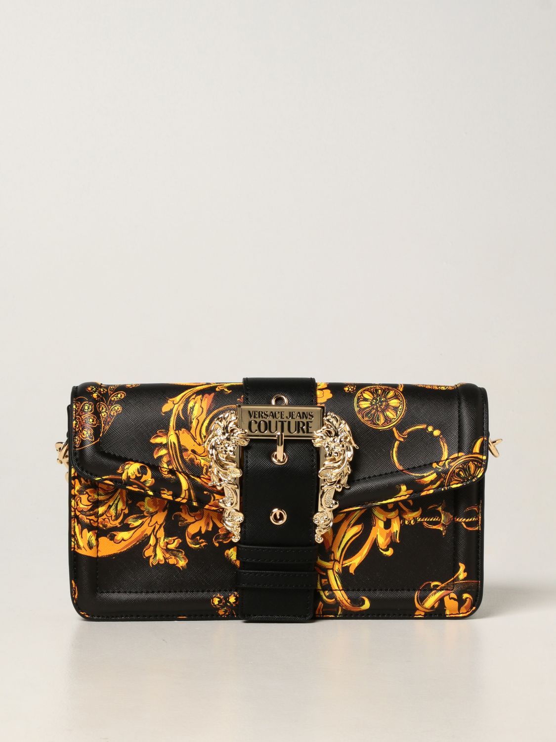 couture新款女包女士黑色巴洛克花纹翻盖单肩包 黑色 均码品牌