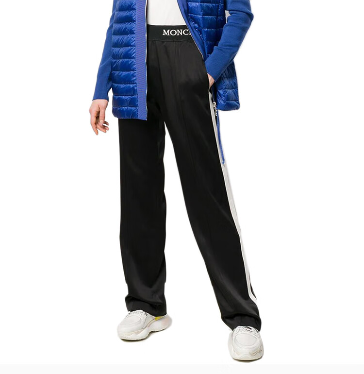 盟可睐(moncler)蒙口奢侈品女裤黑色侧边条纹运动裤休闲裤长裤 黑色
