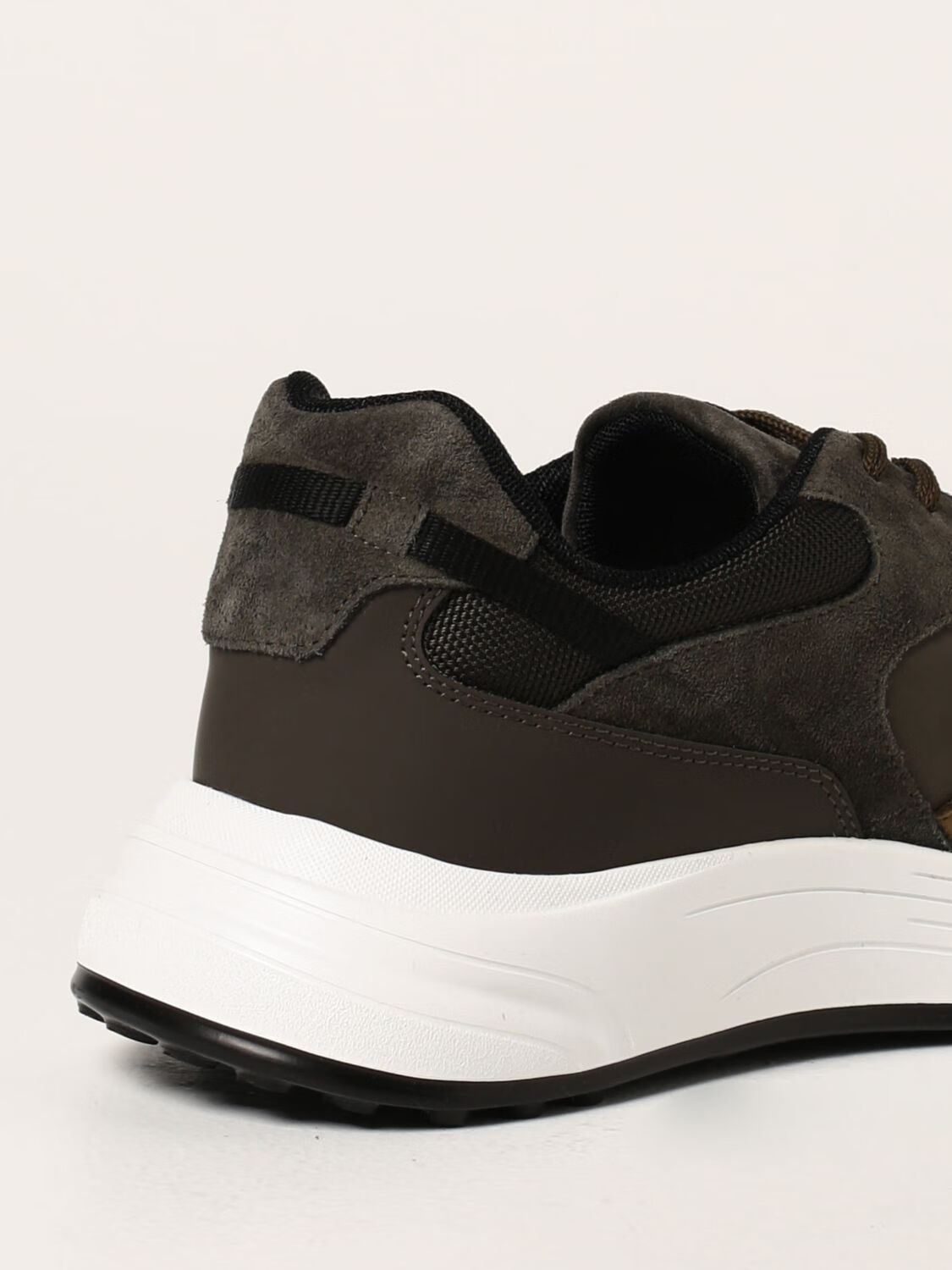 hogan霍根豪格男士墨绿色皮质h标系带平底休闲运动鞋跑步鞋hxm5630dm