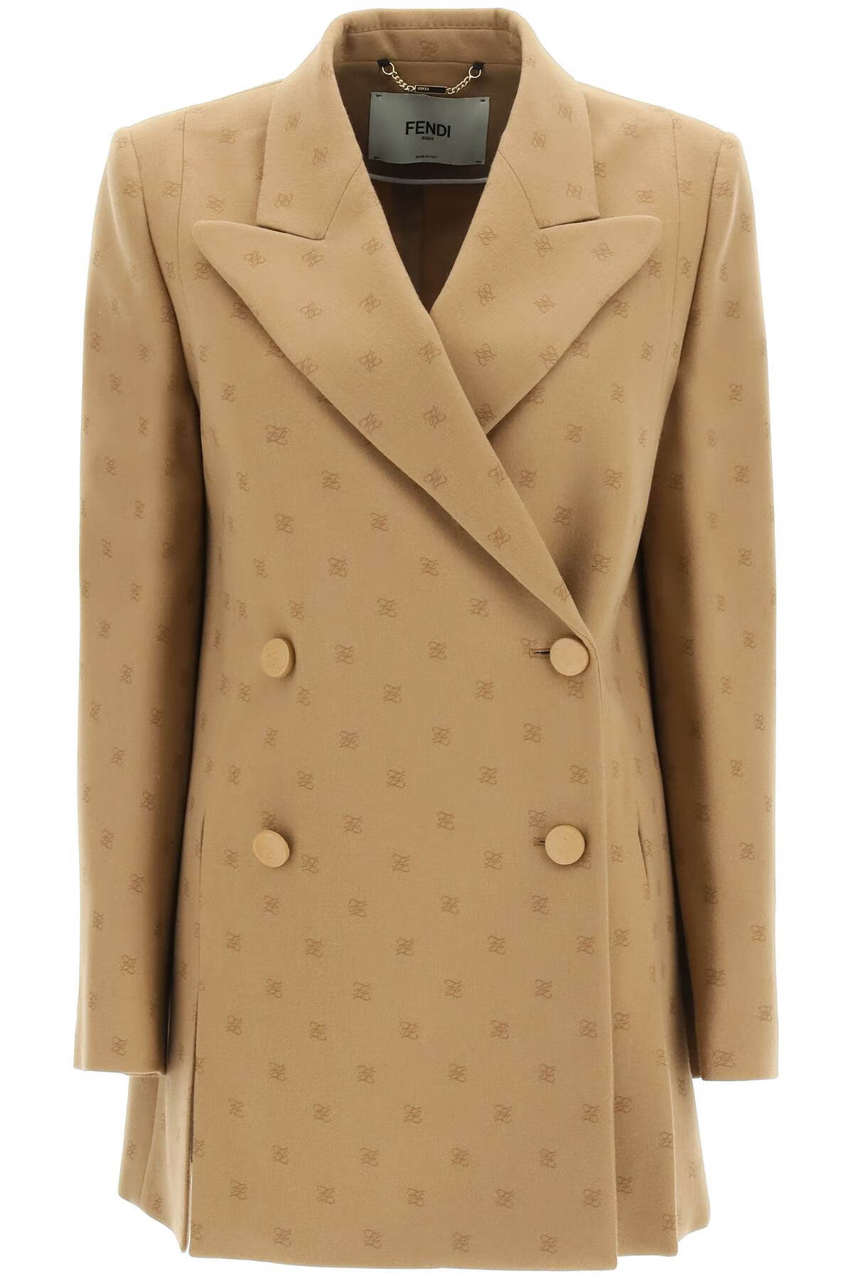 fendi(芬迪)新款女士卡其色ff花纹开身外套 fj7221 ahl4 卡其色 42