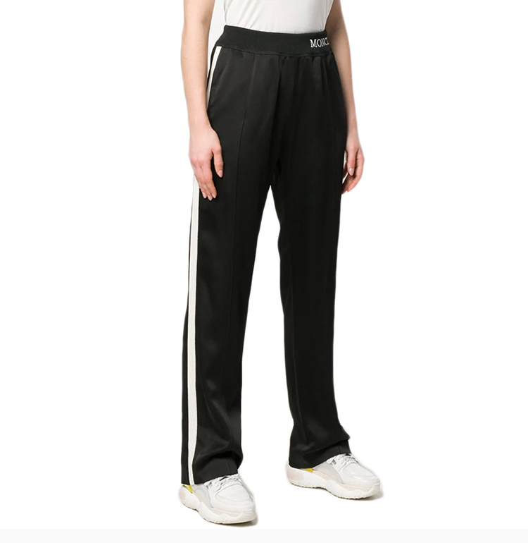 盟可睐(moncler)蒙口奢侈品女裤黑色侧边条纹运动裤休闲裤长裤 黑色