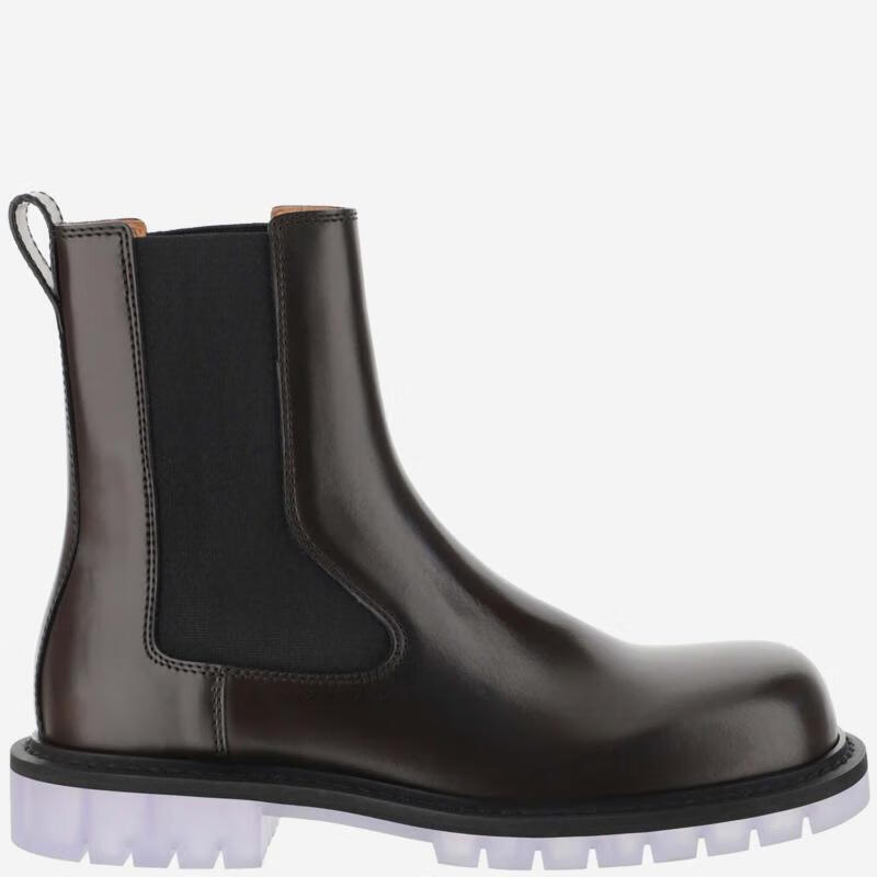 bottega veneta/bv/葆蝶家/宝缇嘉 男士棕色皮质厚底高帮雪地靴子