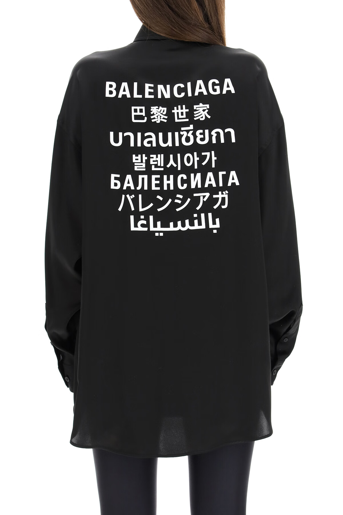 balenciaga巴黎世家奢侈品女装女士黑色背部logo字母图案休闲衬衫