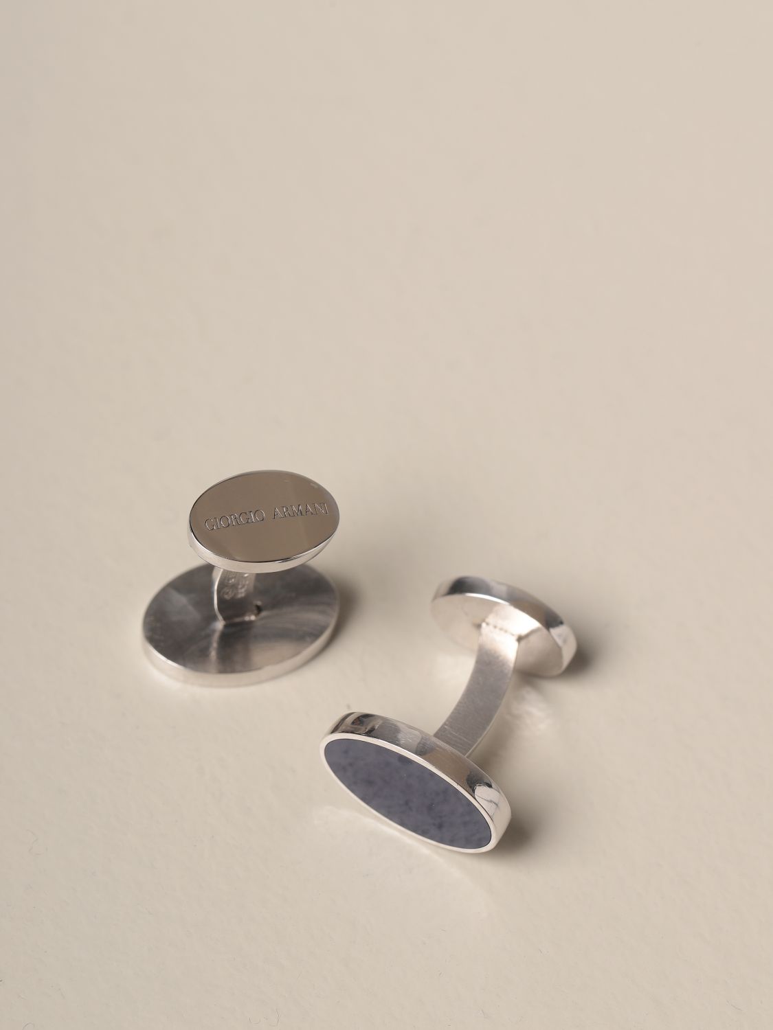 阿玛尼(armani)ga男士袖扣银色金属撞色圆形袖扣53l8401p 84000 浅
