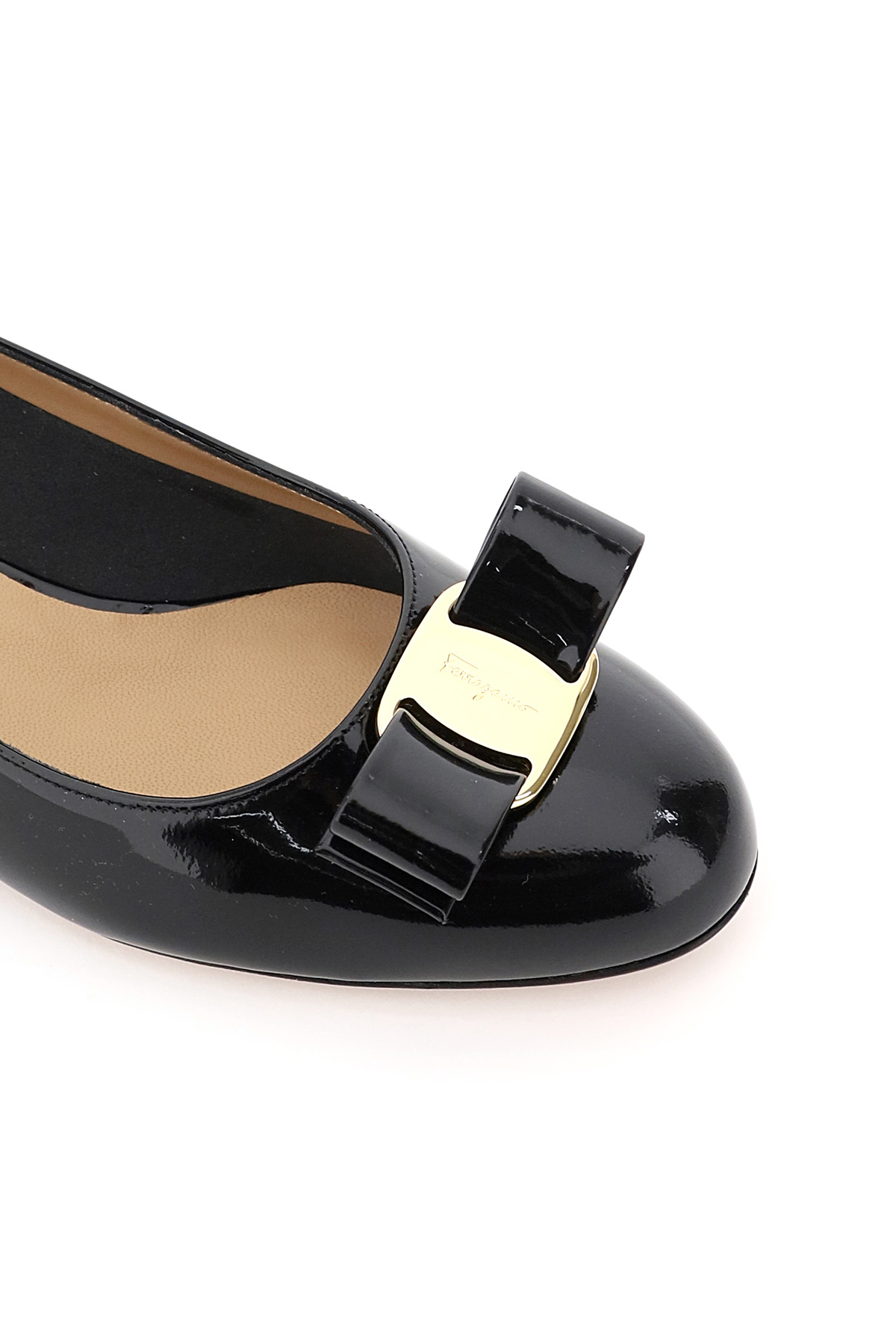 salvatore ferragamo菲拉格慕奢侈品女鞋女士黑色蝴蝶结中跟皮鞋 黑色