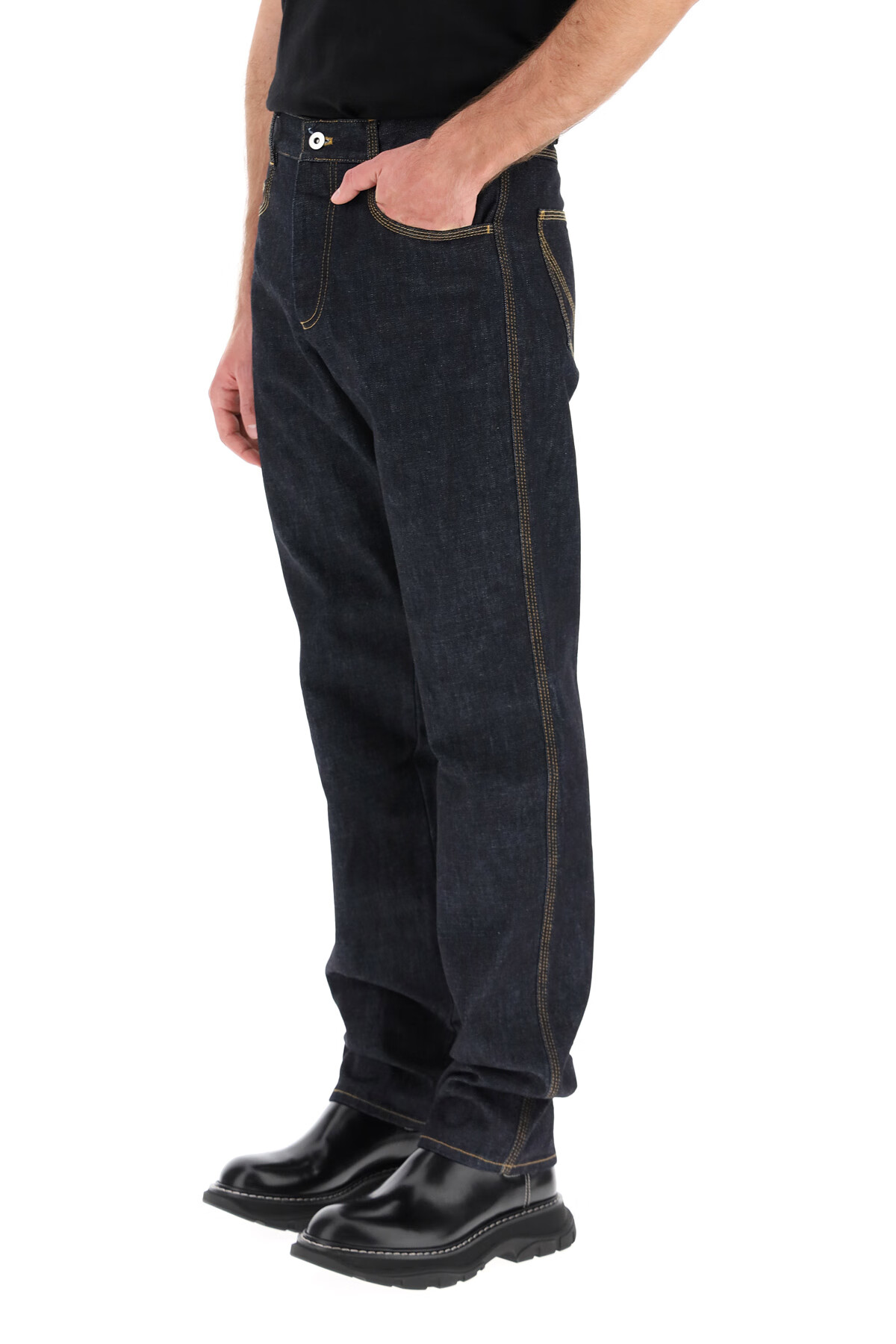 bottega veneta /bv/葆蝶家/宝缇嘉 男士蓝色棉质休闲牛仔裤 蓝色 50