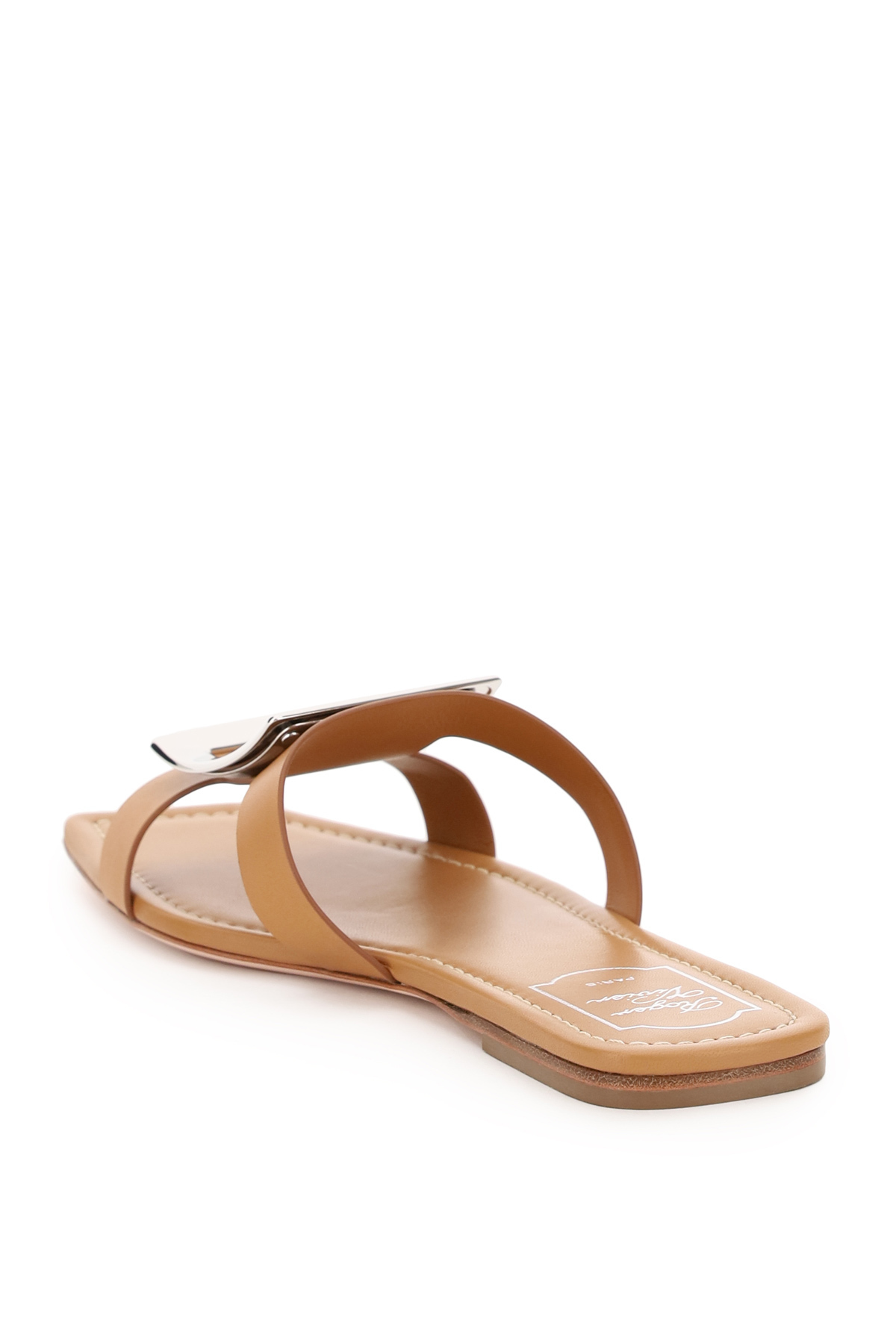 罗杰·维维亚(roger vivier)新款女鞋rv女士棕色露趾平底拖鞋 rvw5042