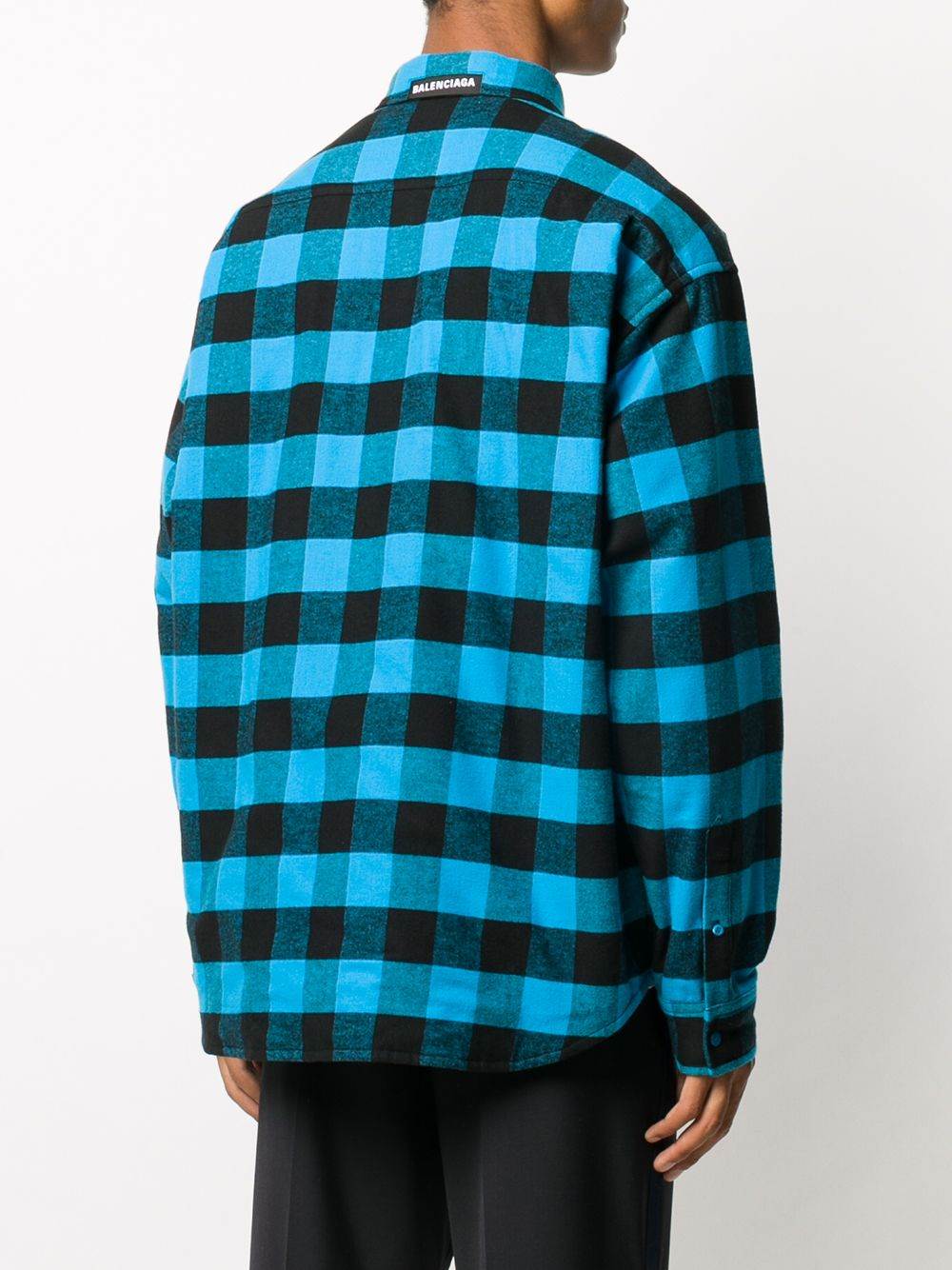 balenciaga巴黎世家男装男士蓝色格纹长袖衬衫 蓝色 46