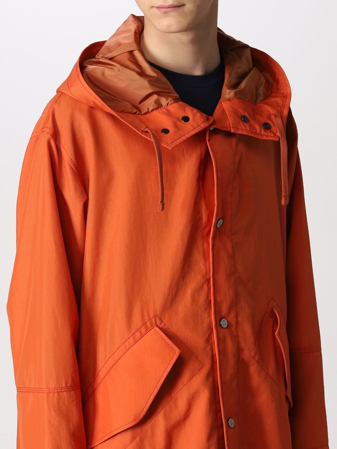 阿玛尼armani新款奢侈品ea男装大衣橙色风衣长外套橙色44