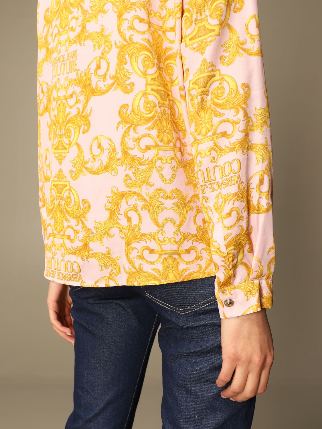 versace/范思哲新款女装女士浅粉色巴洛克花纹休闲衬衫 粉红色 40