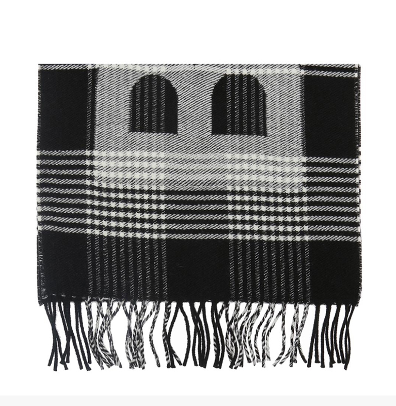 balenciaga巴黎世家男士流苏黑灰拼色围巾538444 黑色 均码【图片